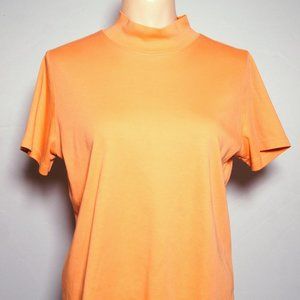 L.L. Bean Womens short sleeve mock neck, Medium, light orange